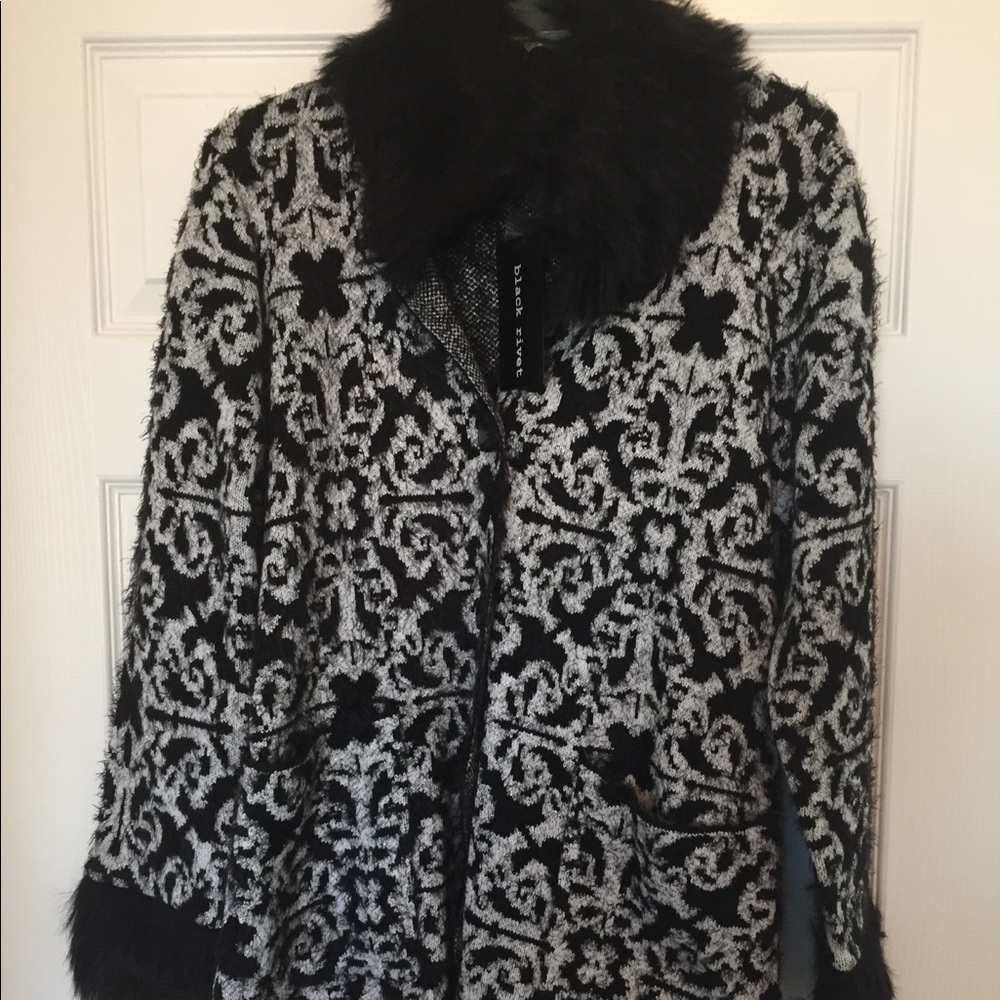 Black Rivet Fur Coat